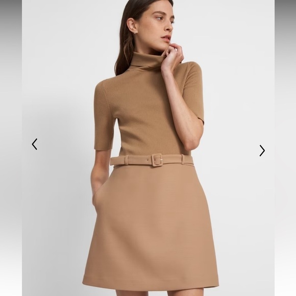 Theory / Combo Dress in Bistretch Wool Twill ribbed sweater turtleneck small s - Picture 1 of 7